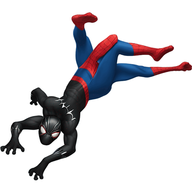 Black panther doing a backflip over spiderman emoji