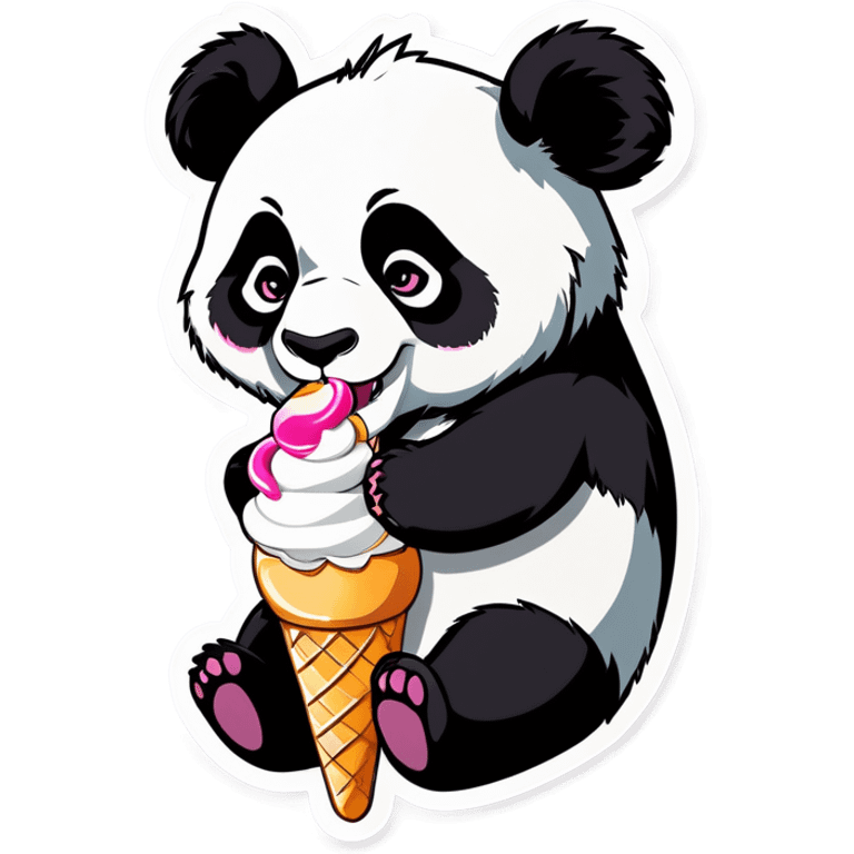 Panda eating ice cream emoji