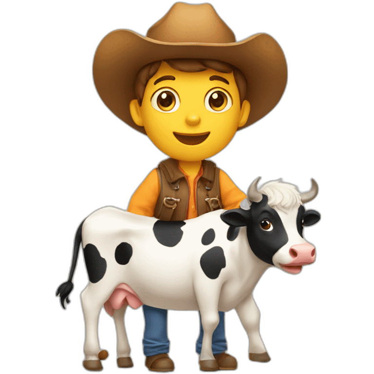 Cow riding boy emoji