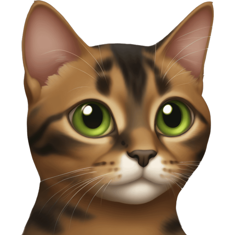 green eyes torbie cat with brown black and reddish coat color emoji