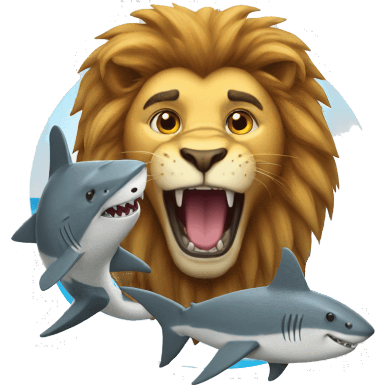 lion with shark emoji