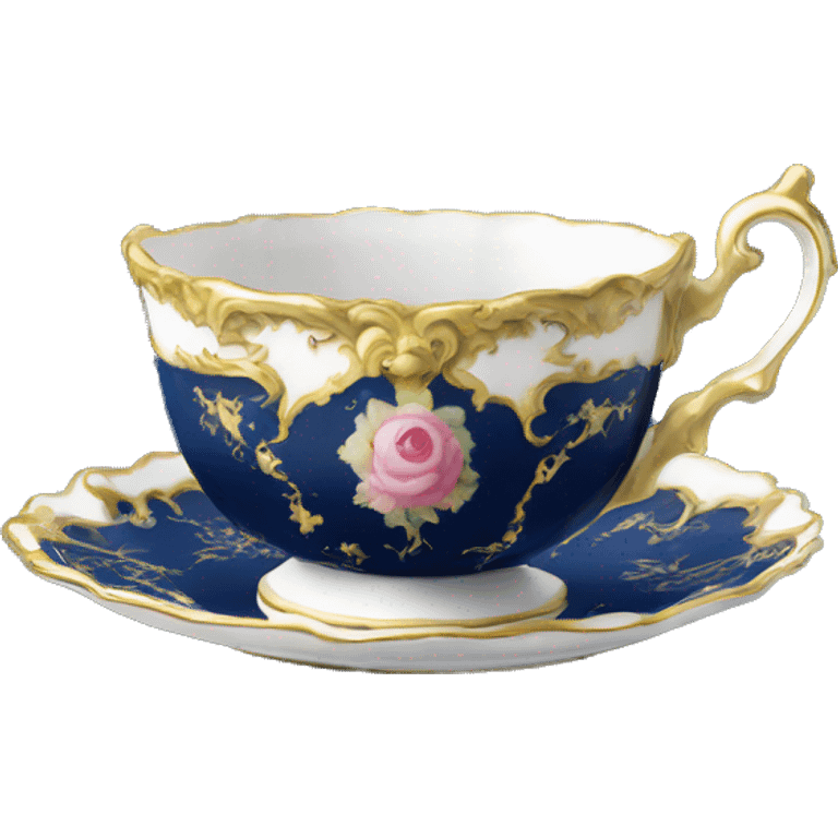 Rococo navy blue tea cup  emoji