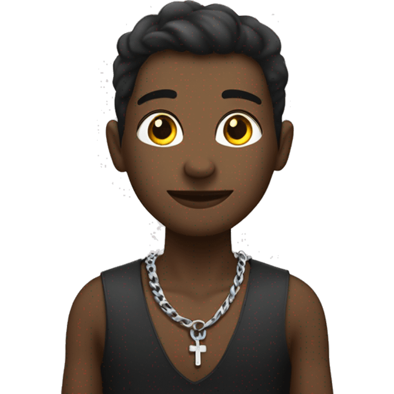 fais moi un noir avec un taper mid et un collier croix chrétienne  emoji