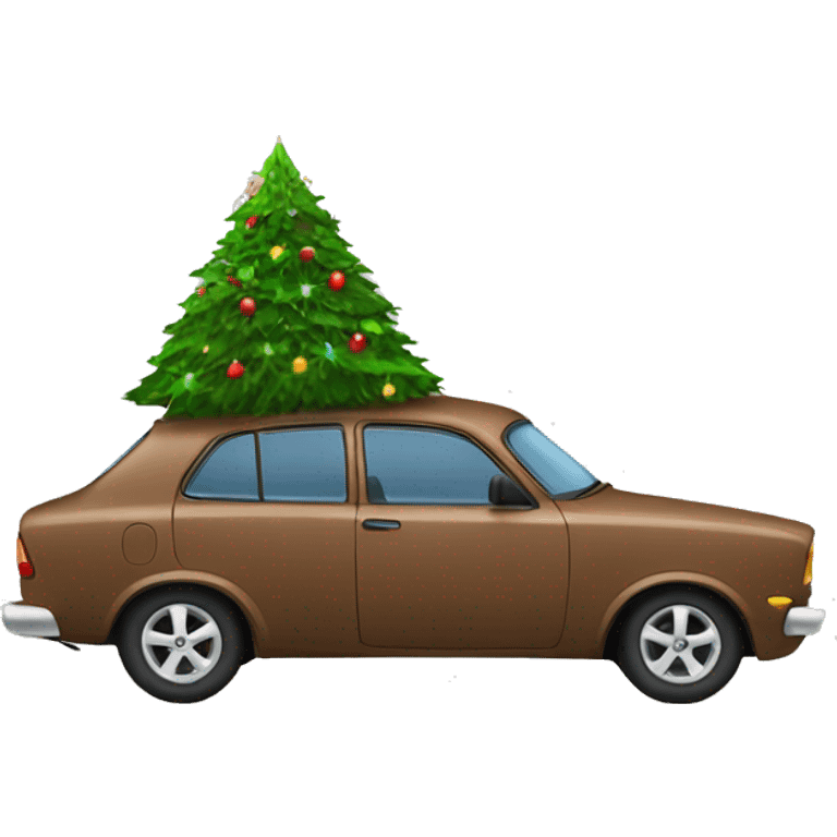 brown Car with Christmas Tree  emoji