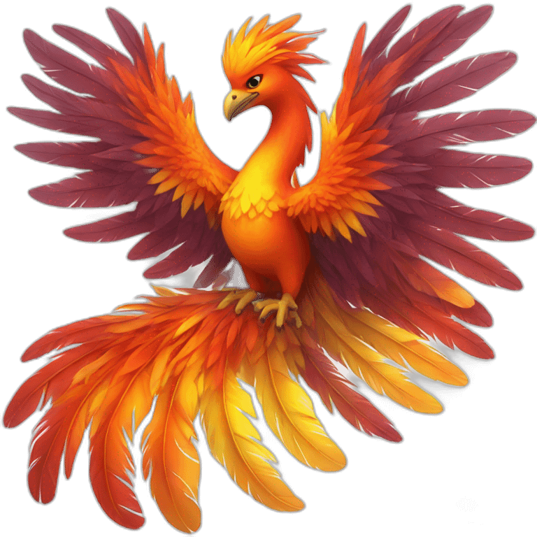 phoenix fullbody with feathers red yellow orange emoji