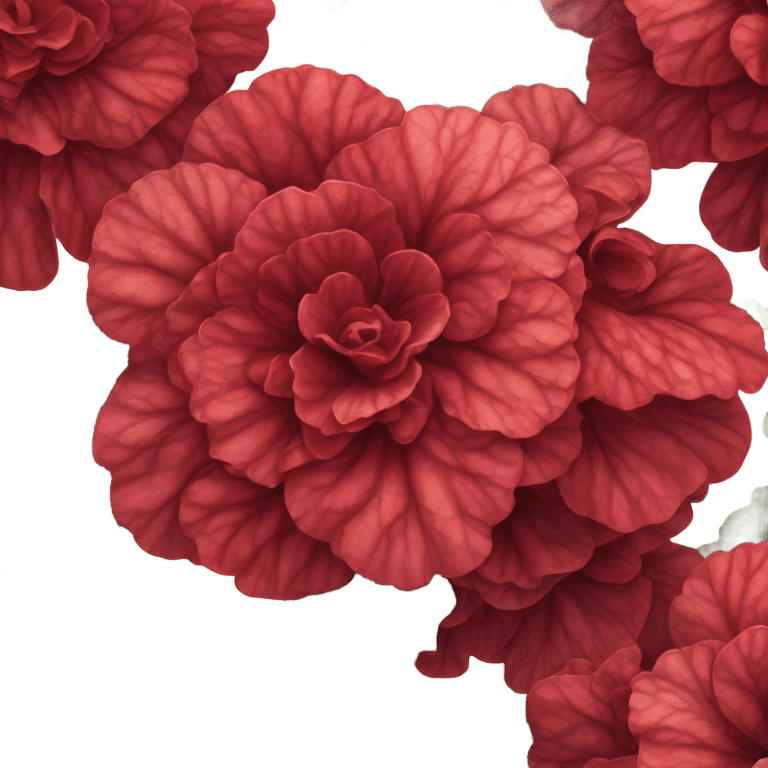 A crimson bouquet of begonias with a velvet ribbon and a feather quill
 emoji