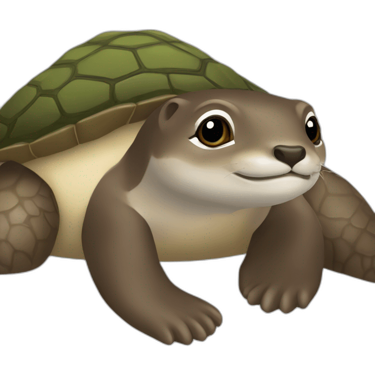 Une loutre sur une tortue emoji