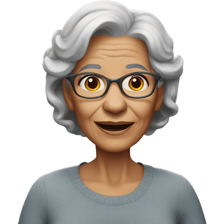 realistic portrait of a 66 year old woman with gray hair emoji