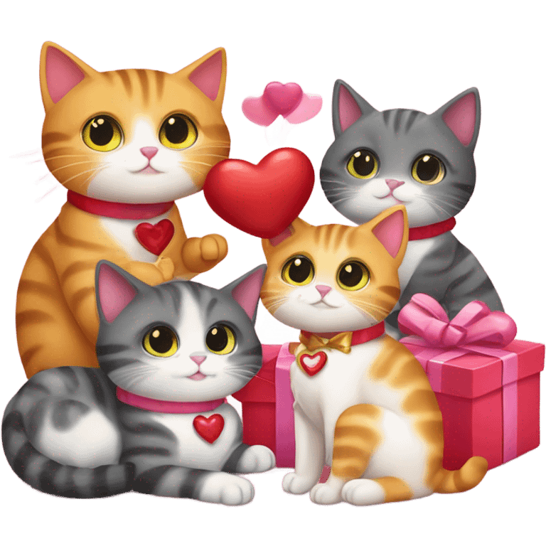 Cats celebrating valentine's day emoji