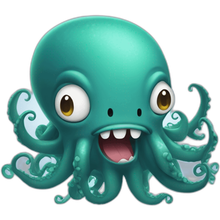 cute kraken with big open mouth emoji