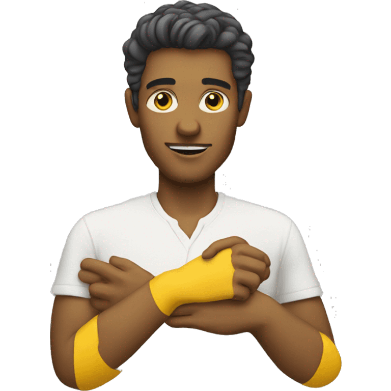 man with yellow skin lend a hand emoji