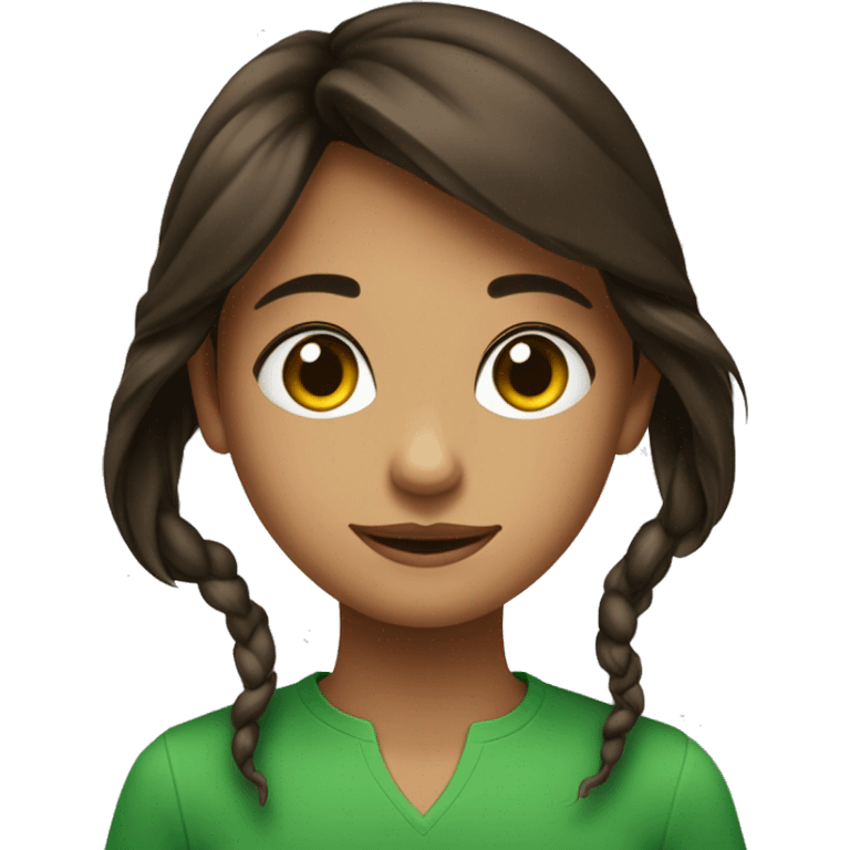 Fille brune avec les yeux vert et avec des taches de rousseurs emoji