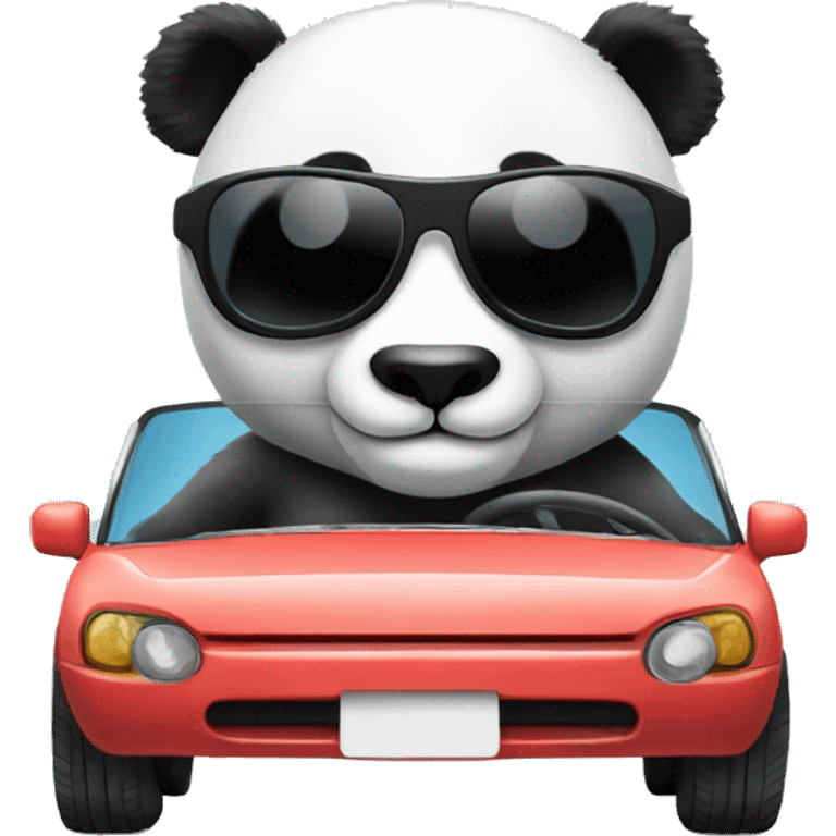 Panda bear in car with sunglasses emoji