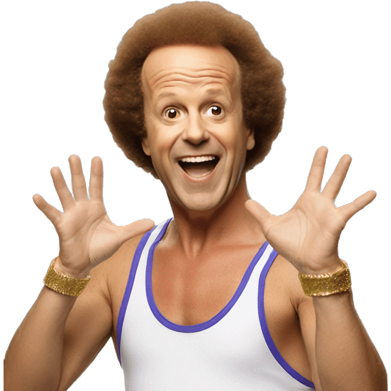 Richard Simmons celebrating hand up emoji