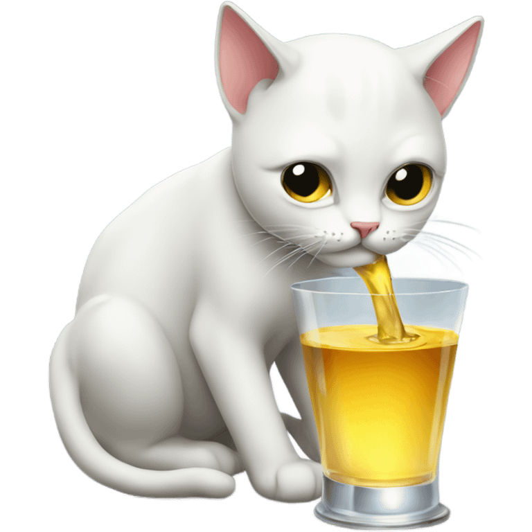 elegant évil cat drinking emoji