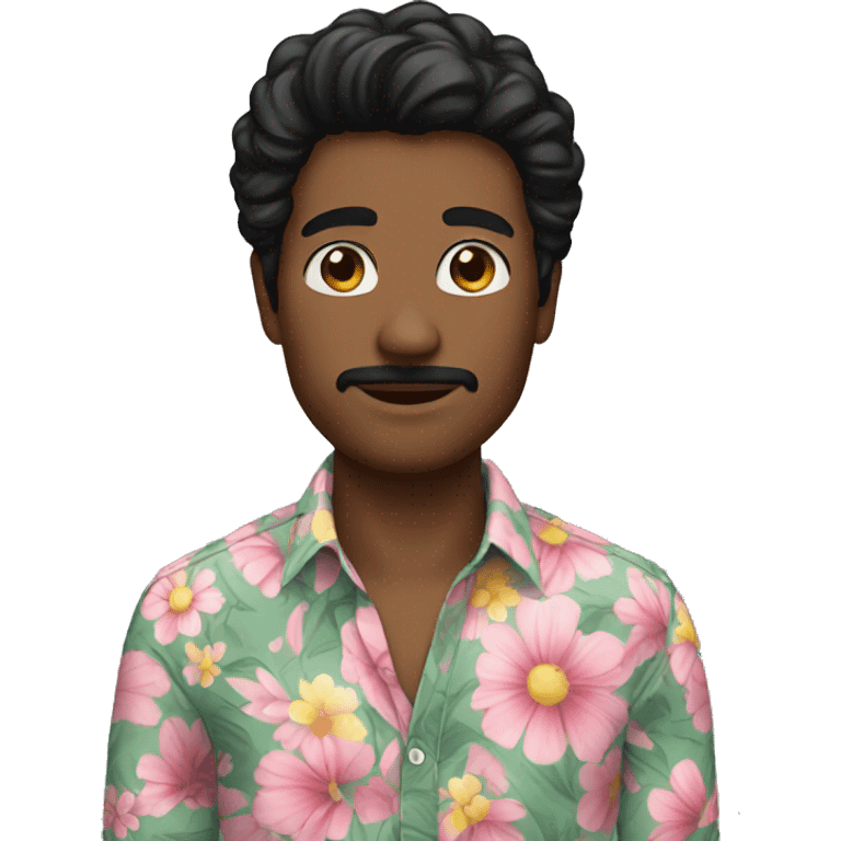 black hair man with flowered shirt emoji