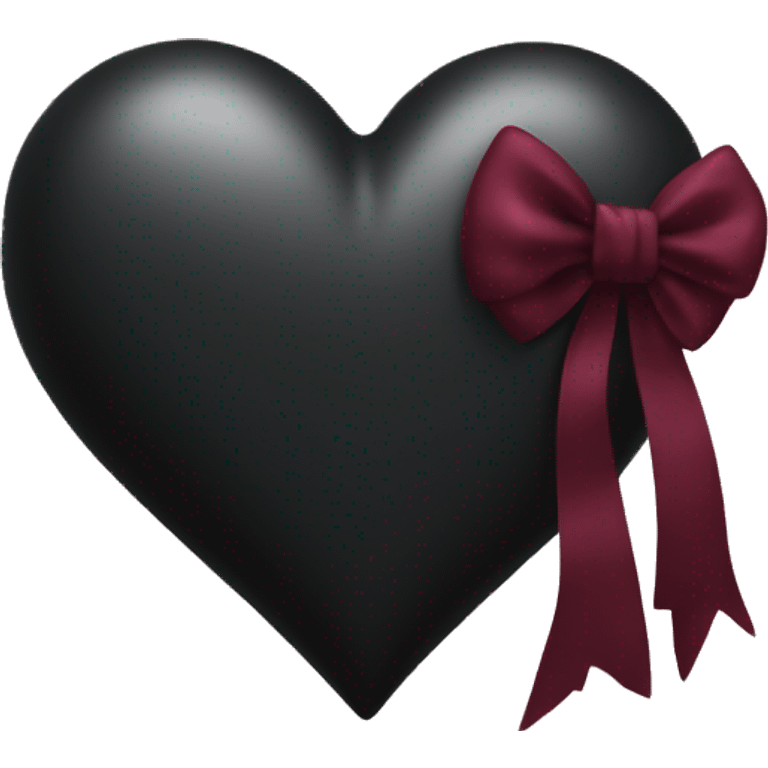 black heart with burgundy bow emoji