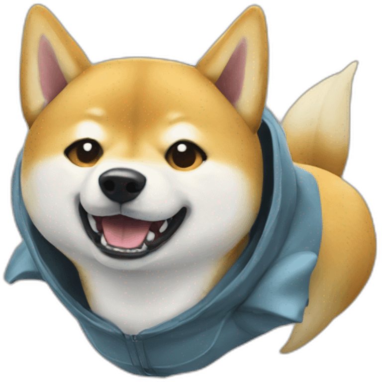 Shibainu wears shark suit  emoji