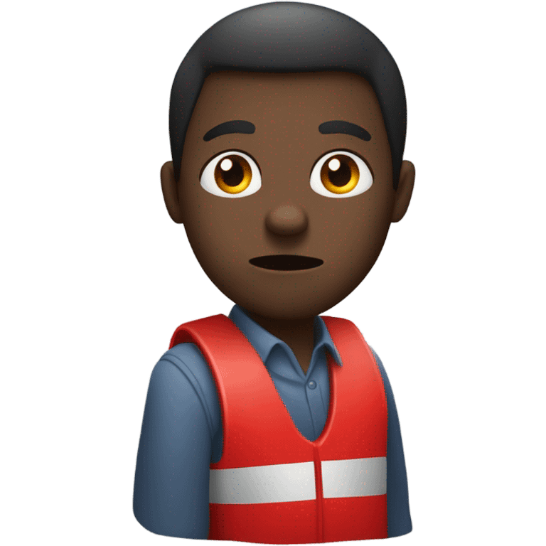 dark skinned man holding breath with stop sign emoji