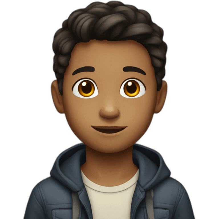 7 year old boy with dark hair and light -brown skin  emoji