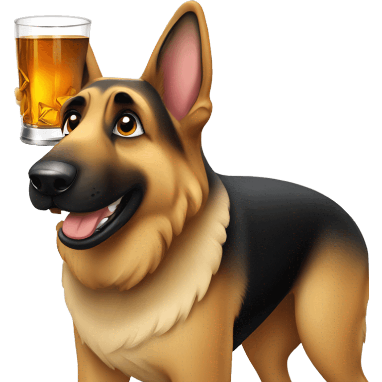 German shepherd drinking whiskey emoji