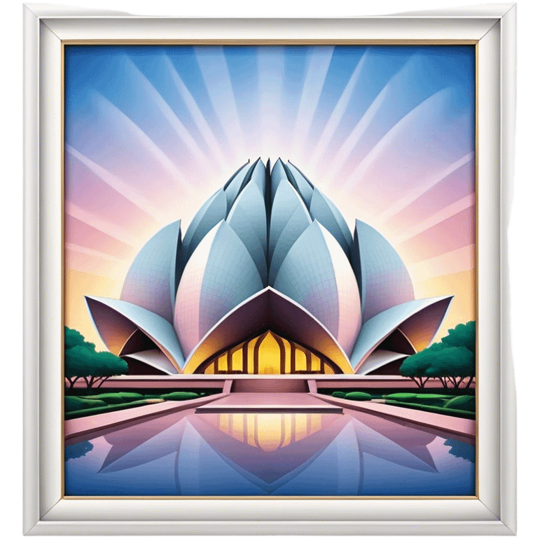 Cinematic Realistic Lotus Temple Landmark Emoji, showcasing the modern architectural marvel with petal‚Äêlike structures rendered with dynamic lighting and graceful textures. emoji