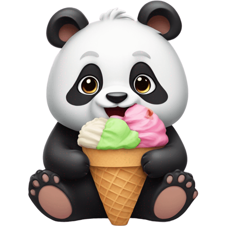 Panda eating ice cream emoji