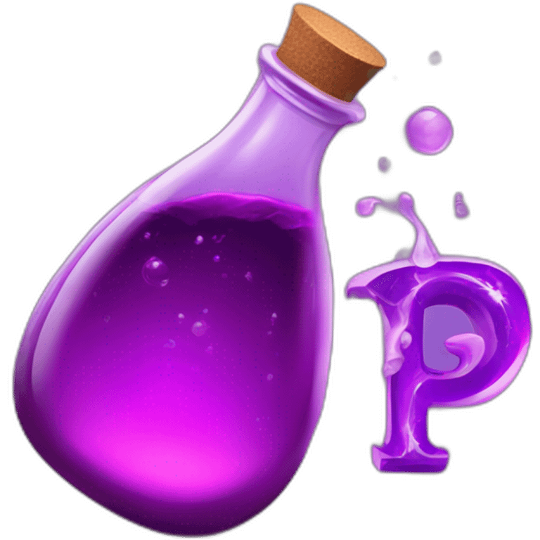 purple magic potion with the letter p written on it emoji