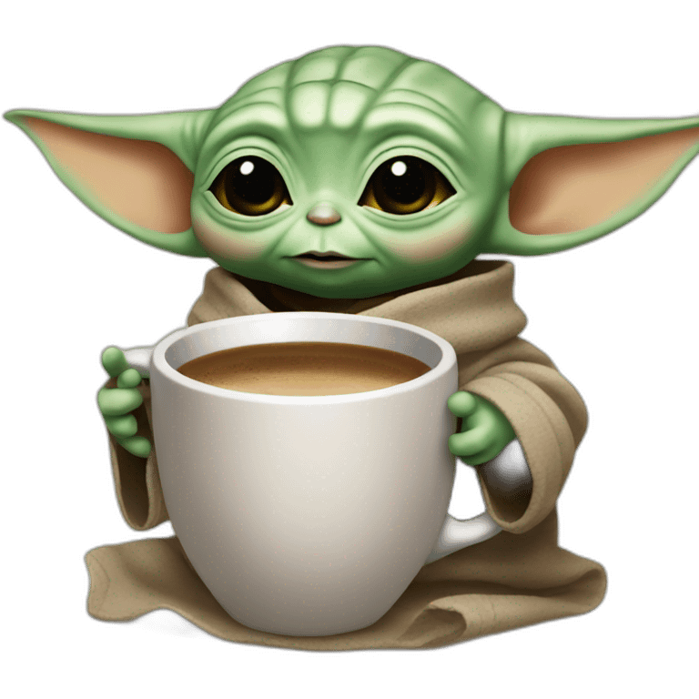 Baby yoda drinking coffee emoji