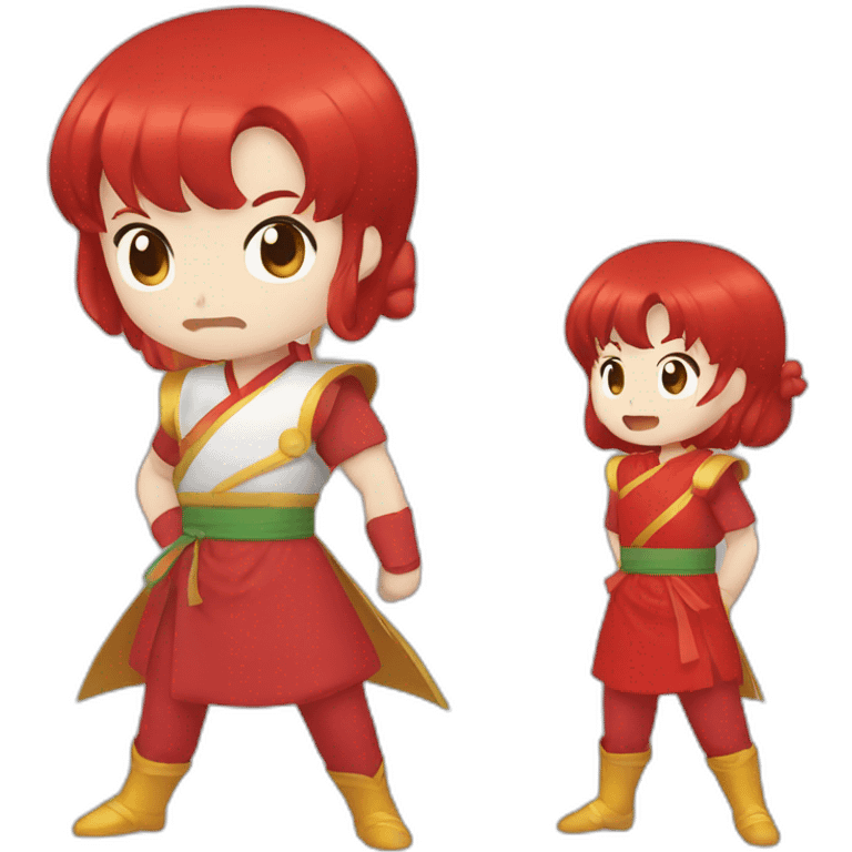 Ranma with red hair and a fight Chinese red outfit emoji