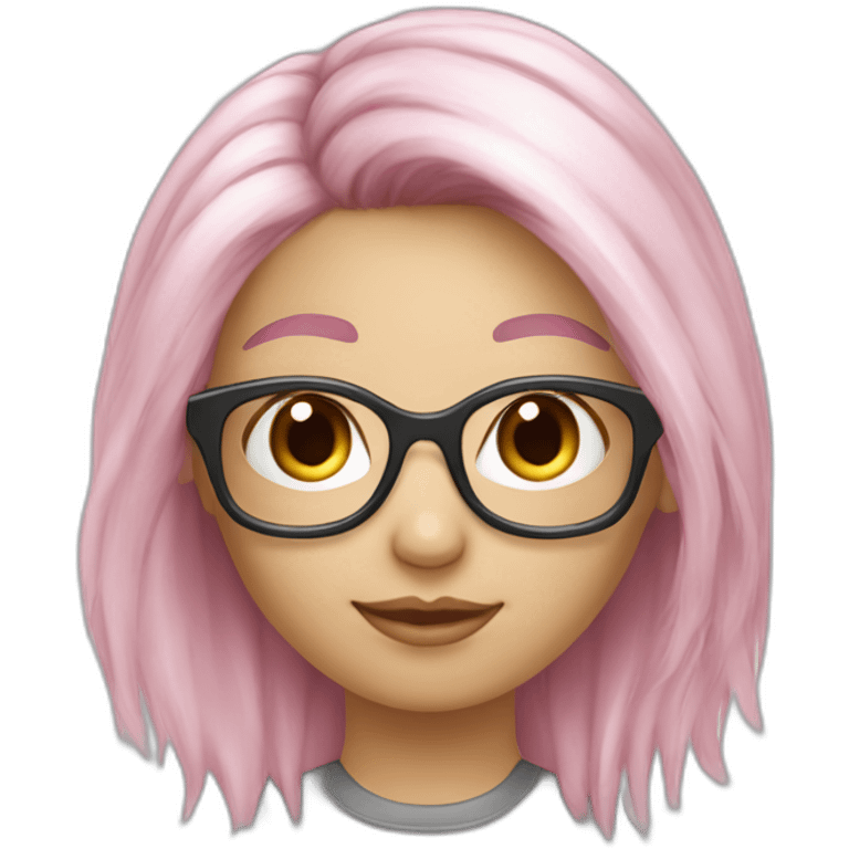 Fille cheveux rose lunettes gris argenté cheveux blond emoji