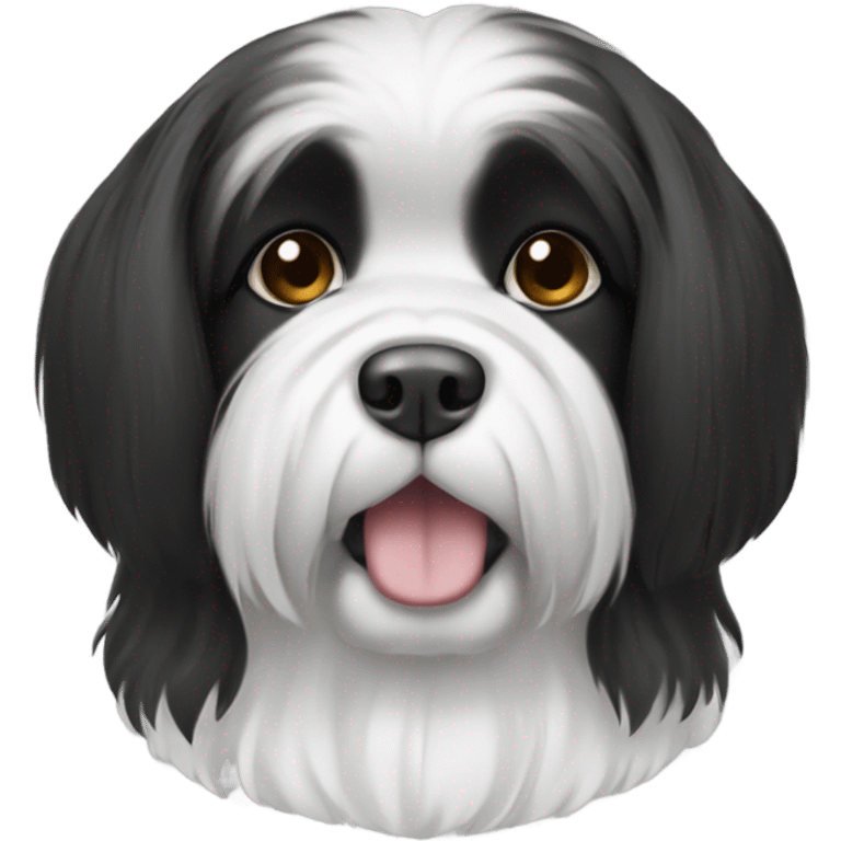 Black and white lhasa with long ears emoji