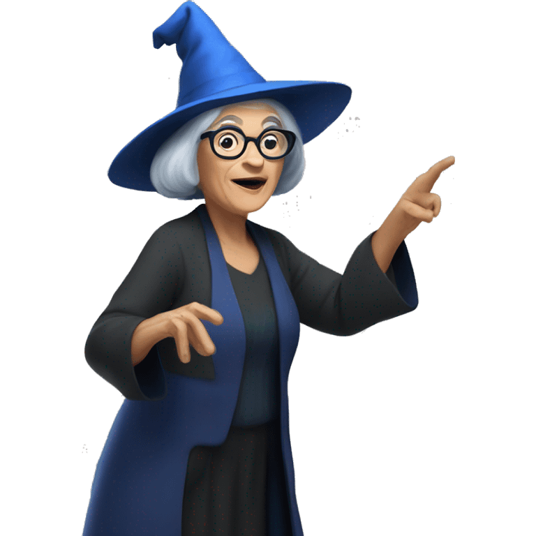 smart granny witch with glasses and blue hat directing orchestra emoji