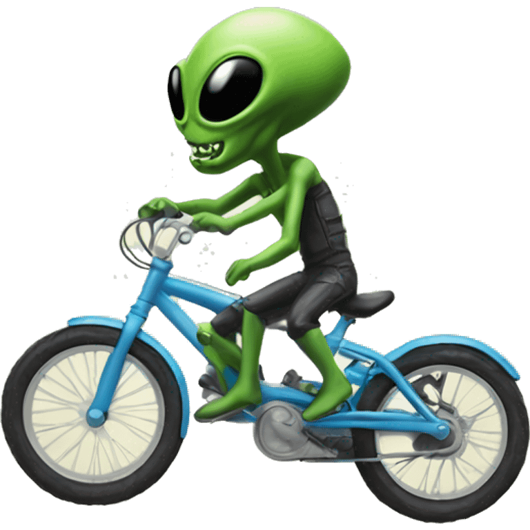 Alien rising a bike emoji