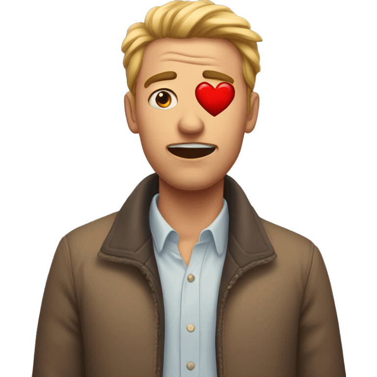 man with red hearts in his eyes and drool from his mount emoji