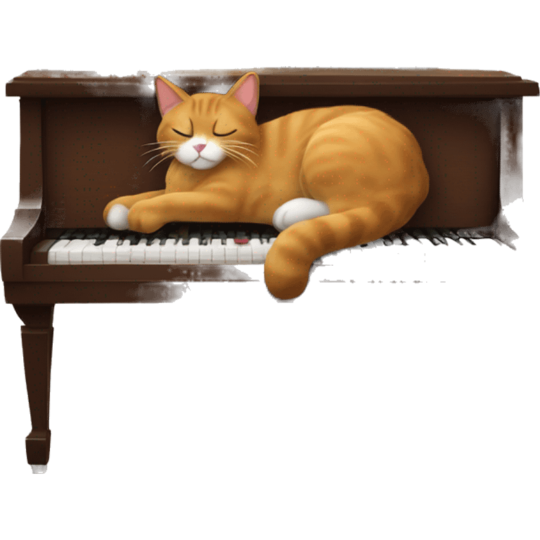 Brown cat sleep on the white fluffy chair near piano  emoji