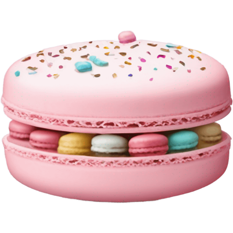 Macaron with sprinkles that have Chanel symbol emoji