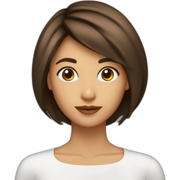 Mujer, 35 años, pelo color marrón, corte carre largo y flequillo con línea al medio emoji