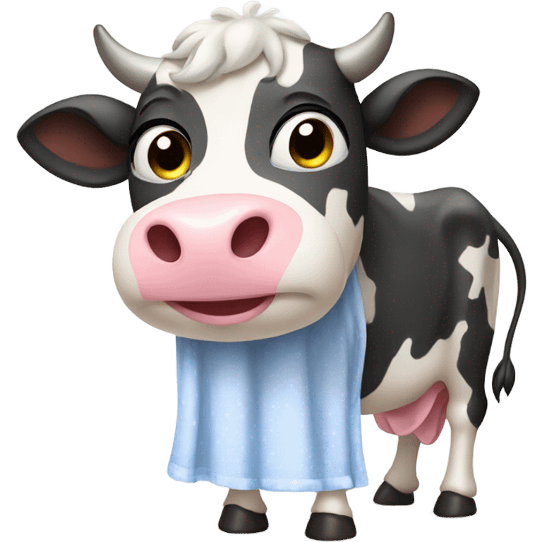 Cow wearing a nightgown emoji