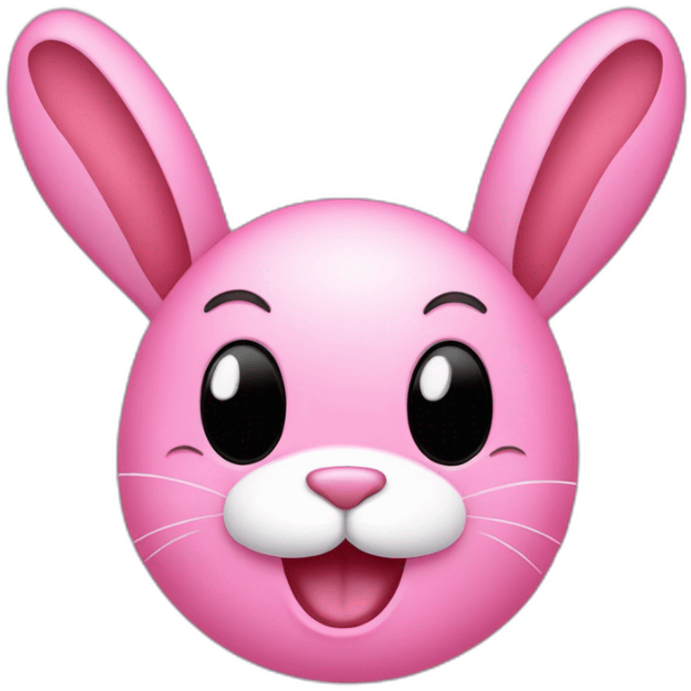 pink bunny with an oval head and white moustache, a round pink nose and a huge smile that takes up half his face emoji