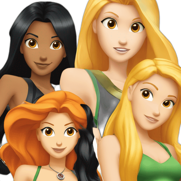 totally spies three girls blond hair black hair orange hair emoji