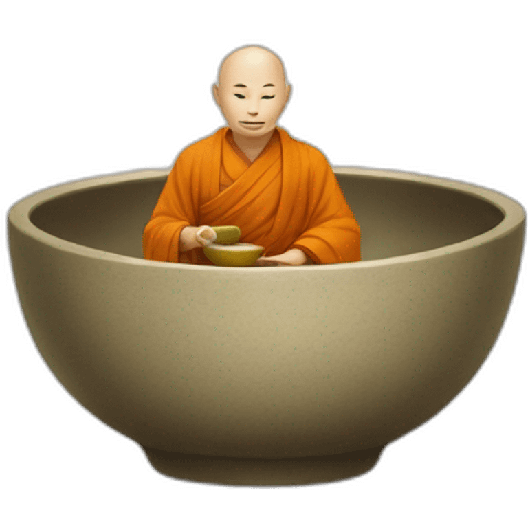 tea bowl with a monk emoji