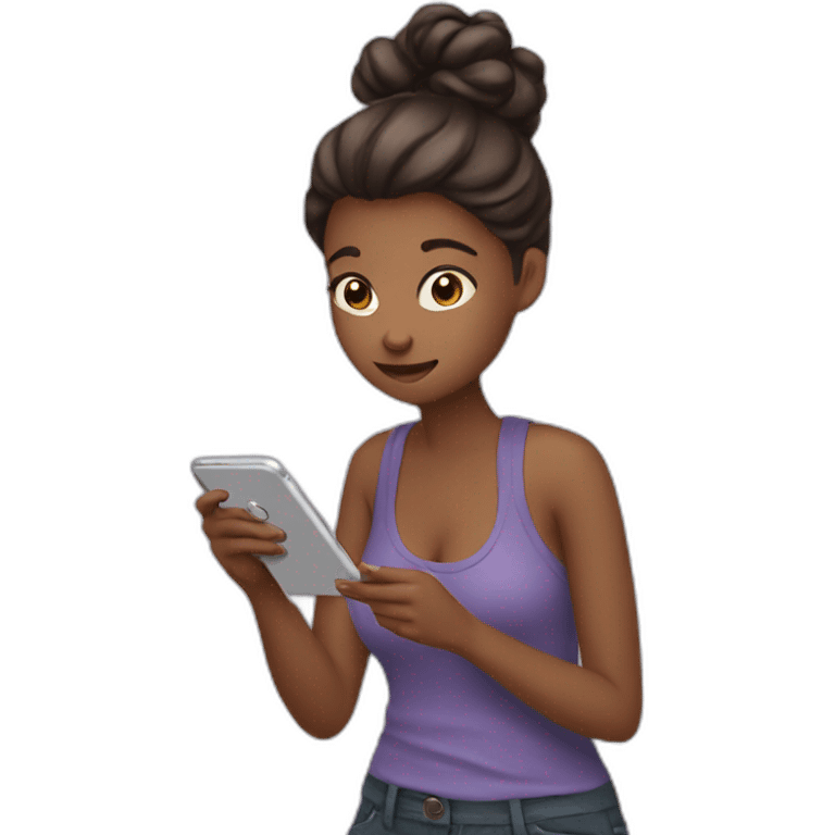 Girl scrolling phone emoji