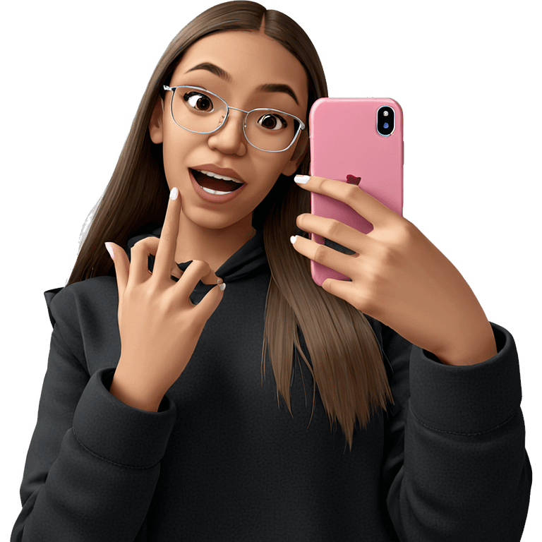 girl taking a selfie with phone emoji