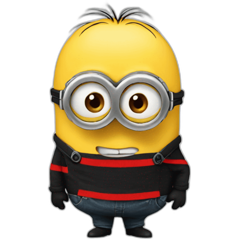 Minion with black cloth with three red stripes on his face emoji