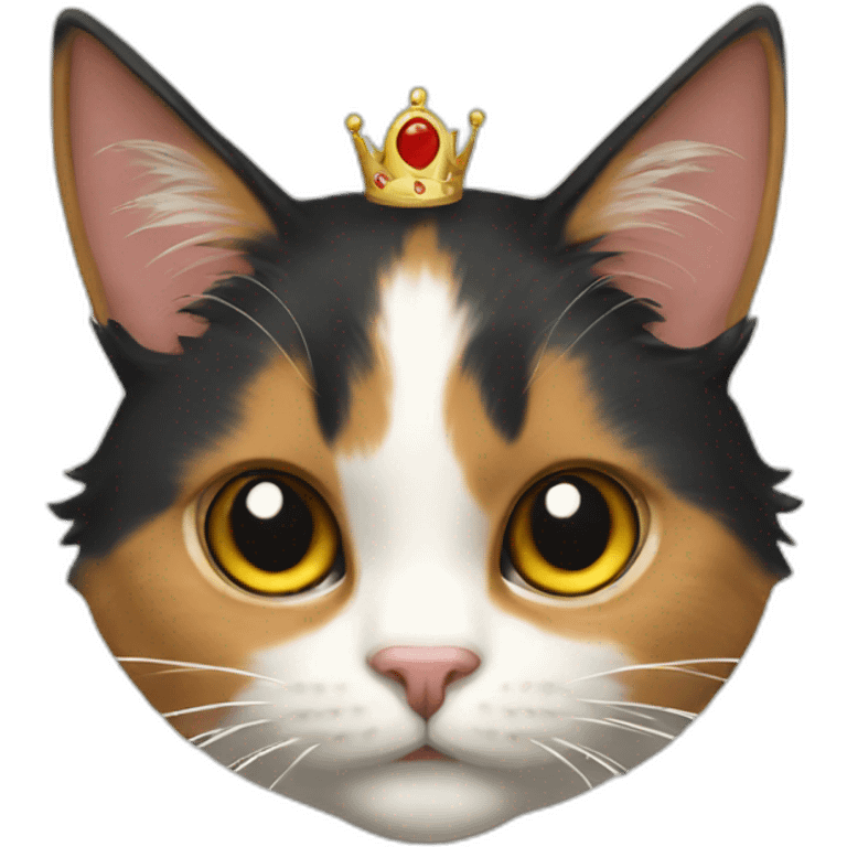 calico cat with a crown emoji