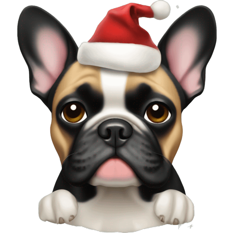 Black and tan French bulldog, christmas emoji