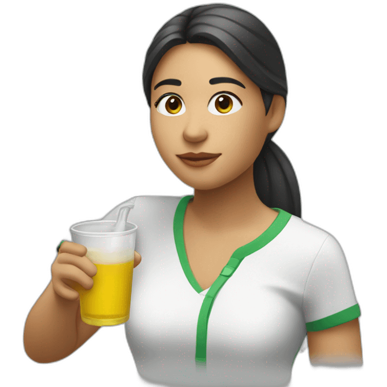 Latin girl Drinking and using lacoste emoji