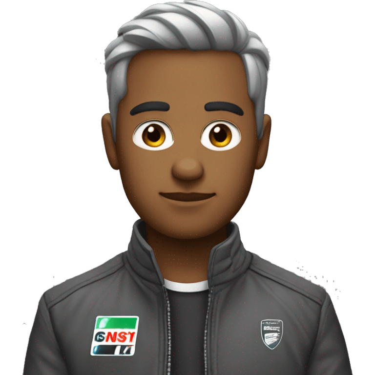 greyscale serious with F1 jacket emoji