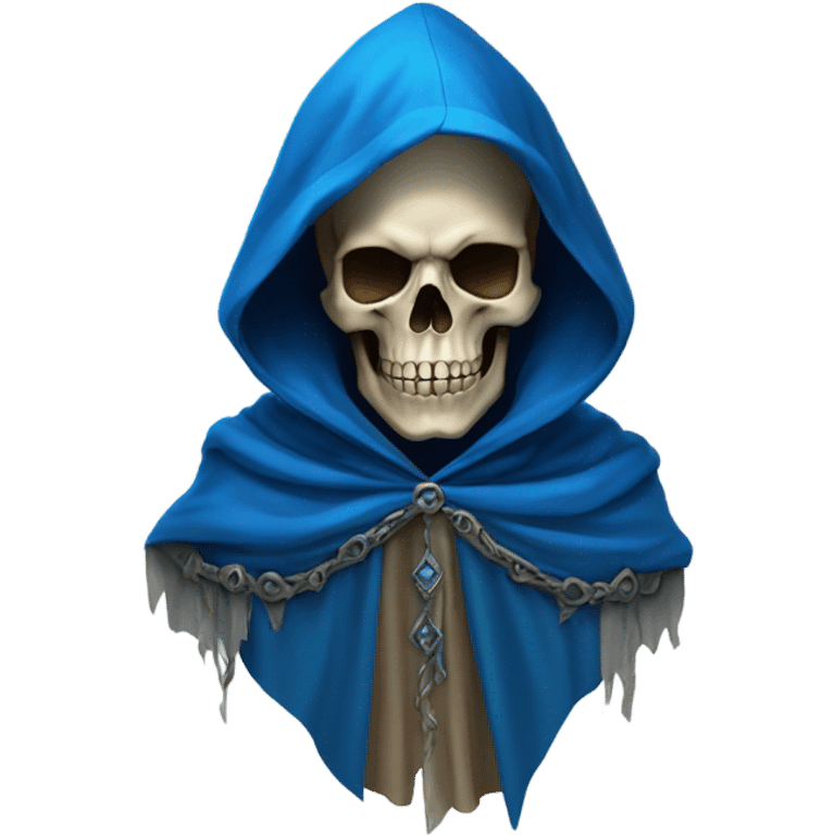 skull wearing blue hood and cloak emoji